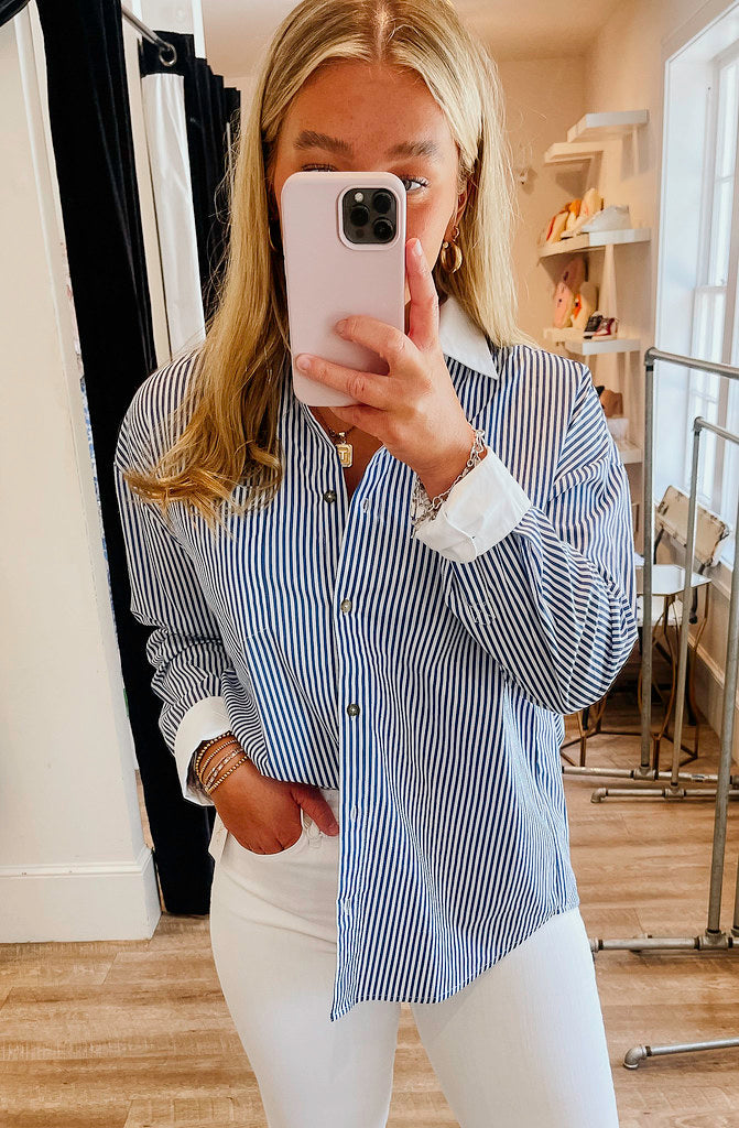 ON STRIPE STRIPED BUTTON UP