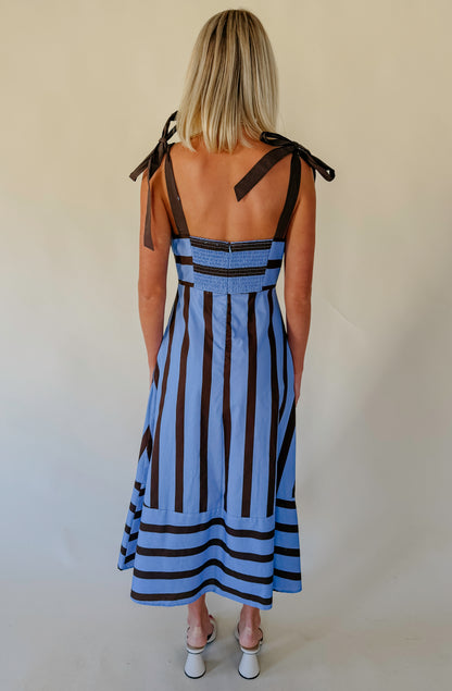 TO THE MAX STRIPED MIDI DRESS