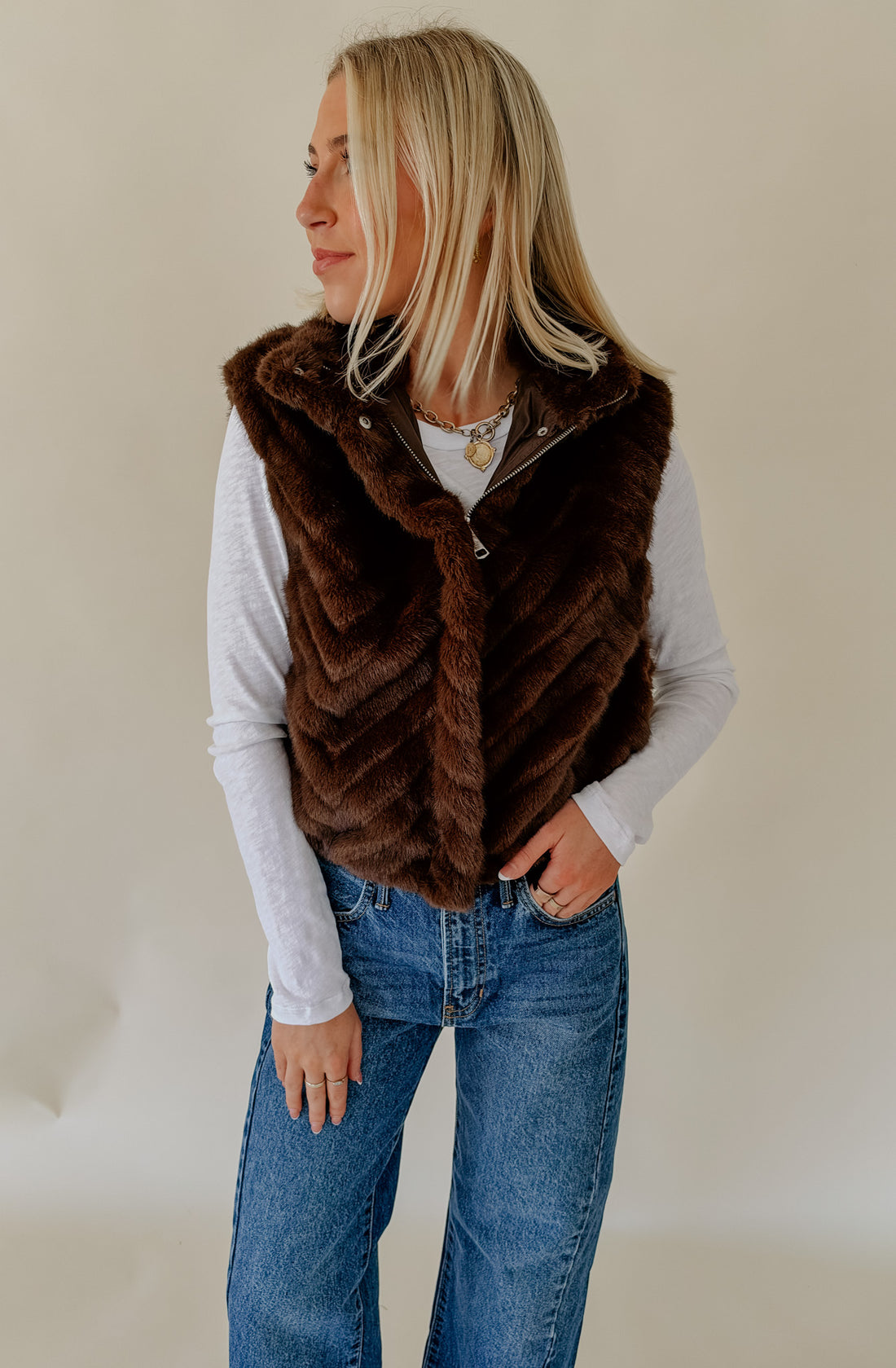 STEVE MADDEN LUXIE FAUX FUR VEST