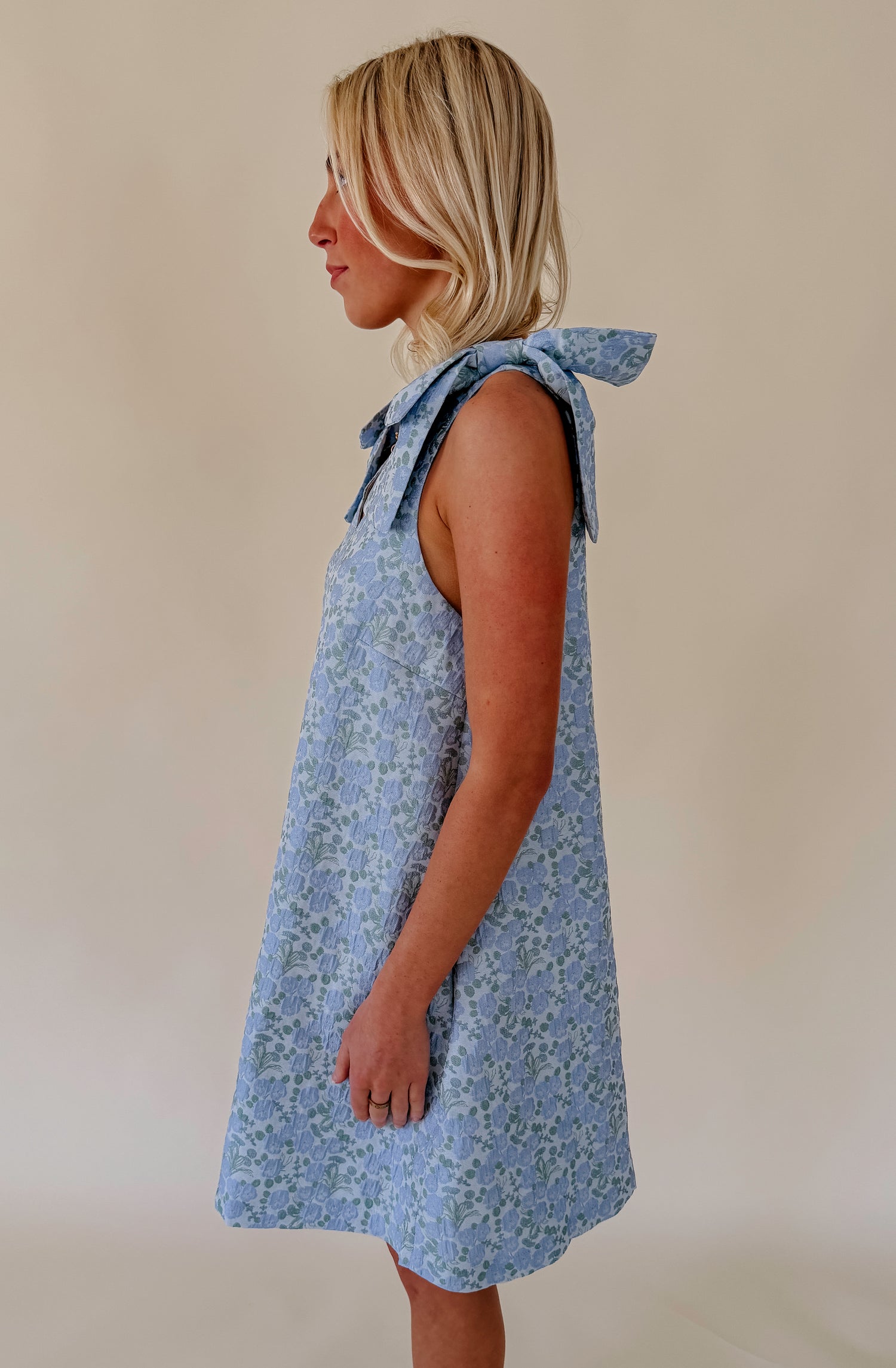 SUMMER IN FLORALS JACQUARD MINI DRESS
