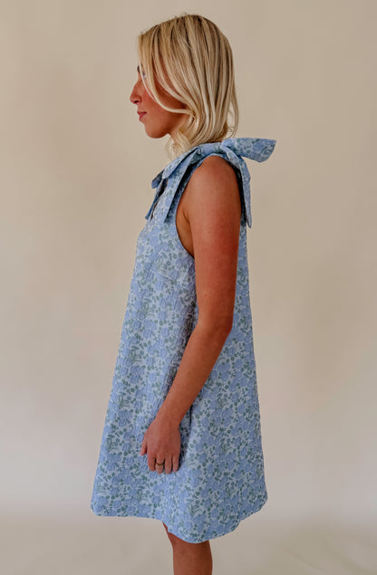SUMMER IN FLORALS JACQUARD MINI DRESS