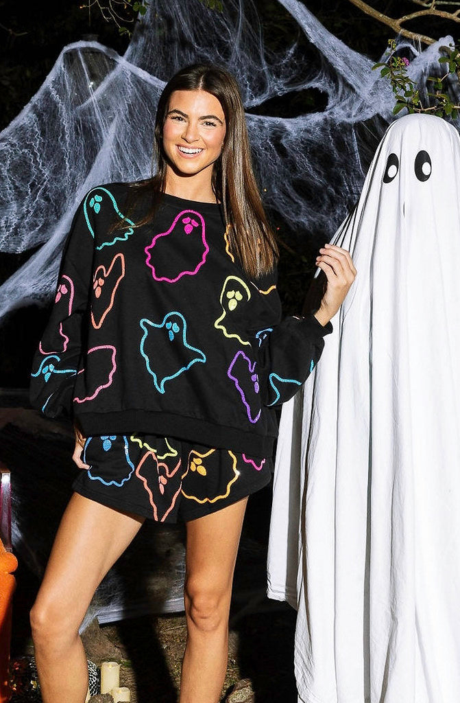 QUEEN OF SPARKLES SPOOKY GHOST SWEATSHIRT
