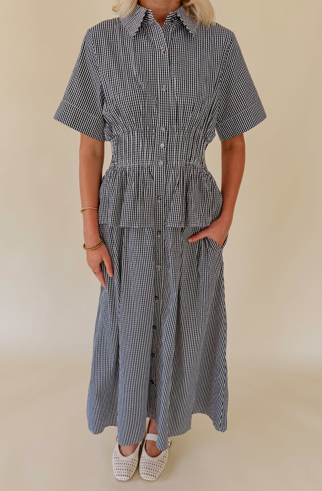 THE KARLIE GINGHAM MIDI DRESS