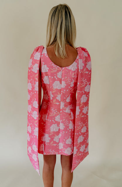 FEELING BUBBLY JACQUARD BOW DETAIL MINI DRESS