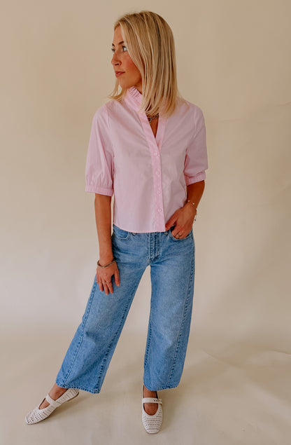 THE NICOLE POPLIN BLEND CROPPED BLOUSE