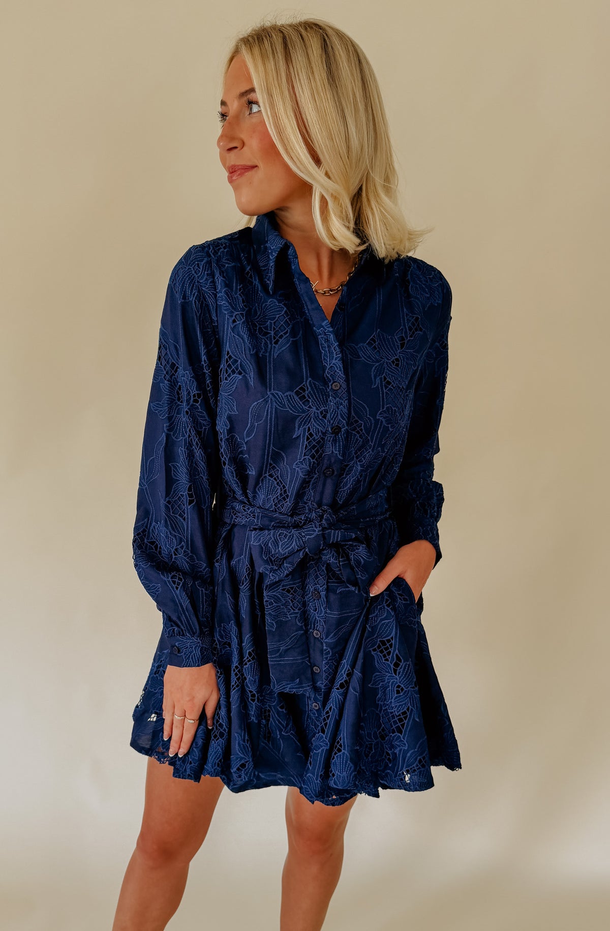 CIEBON SERENA EMBROIDERED MINI DRESS