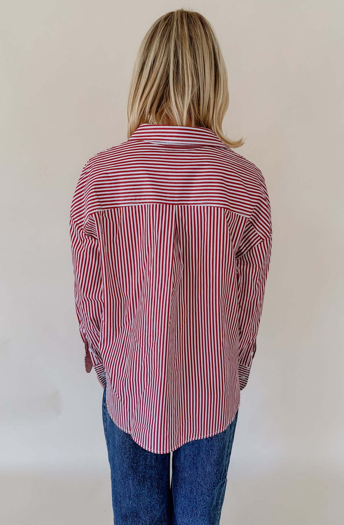 TIME AND TIME AGAIN STRIPED POPLIN BLEND BUTTON DOWN
