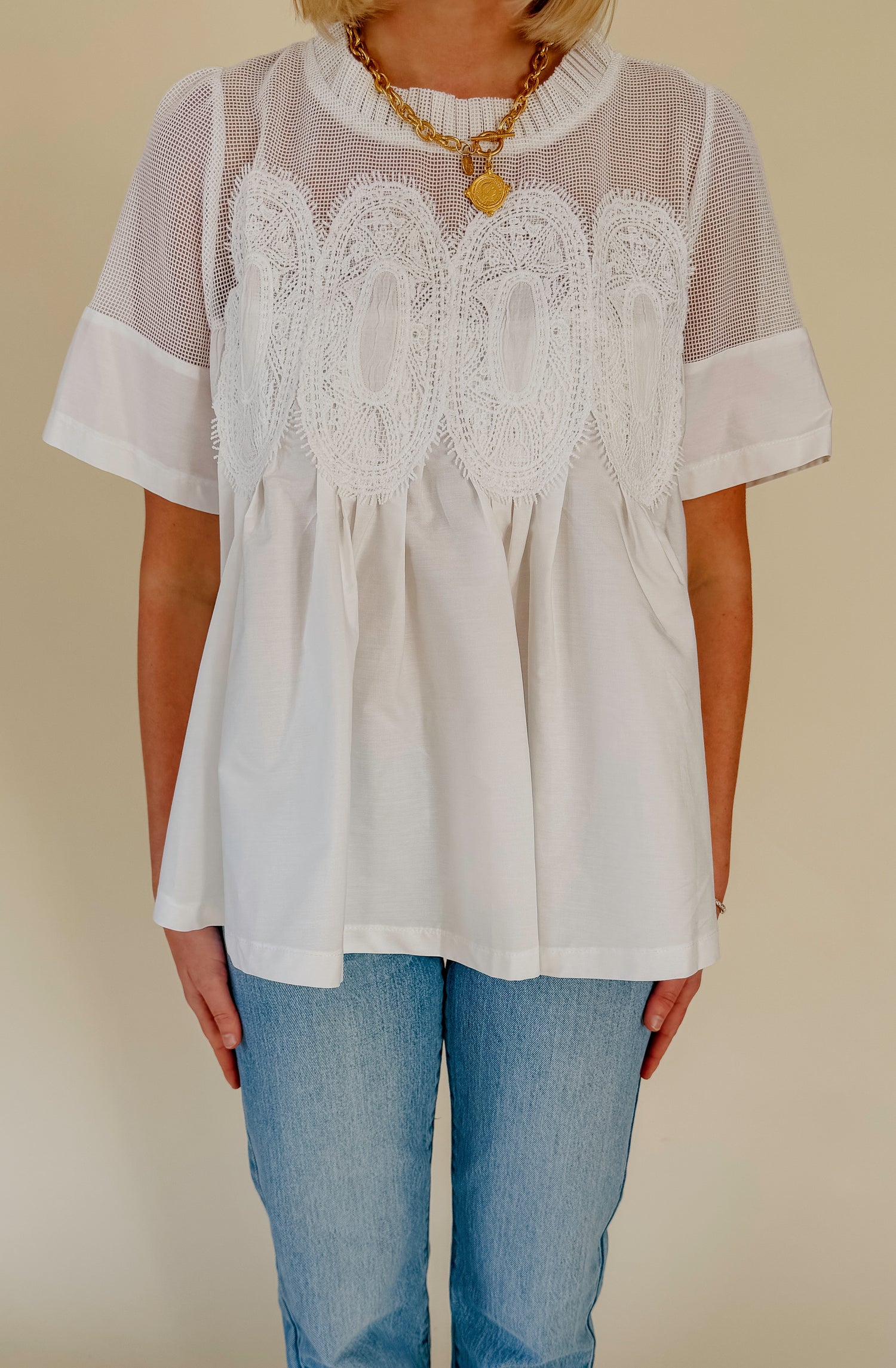 MESHED WELL BLOUSE