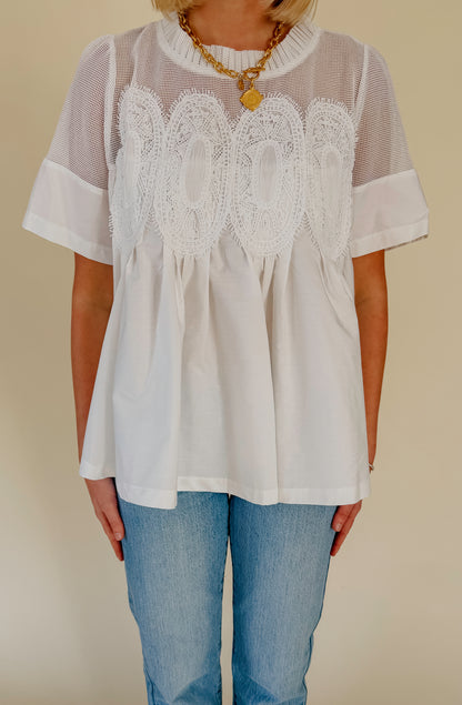 MESHED WELL BLOUSE