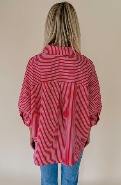 THE RAVEN STRIPED BUTTON UP