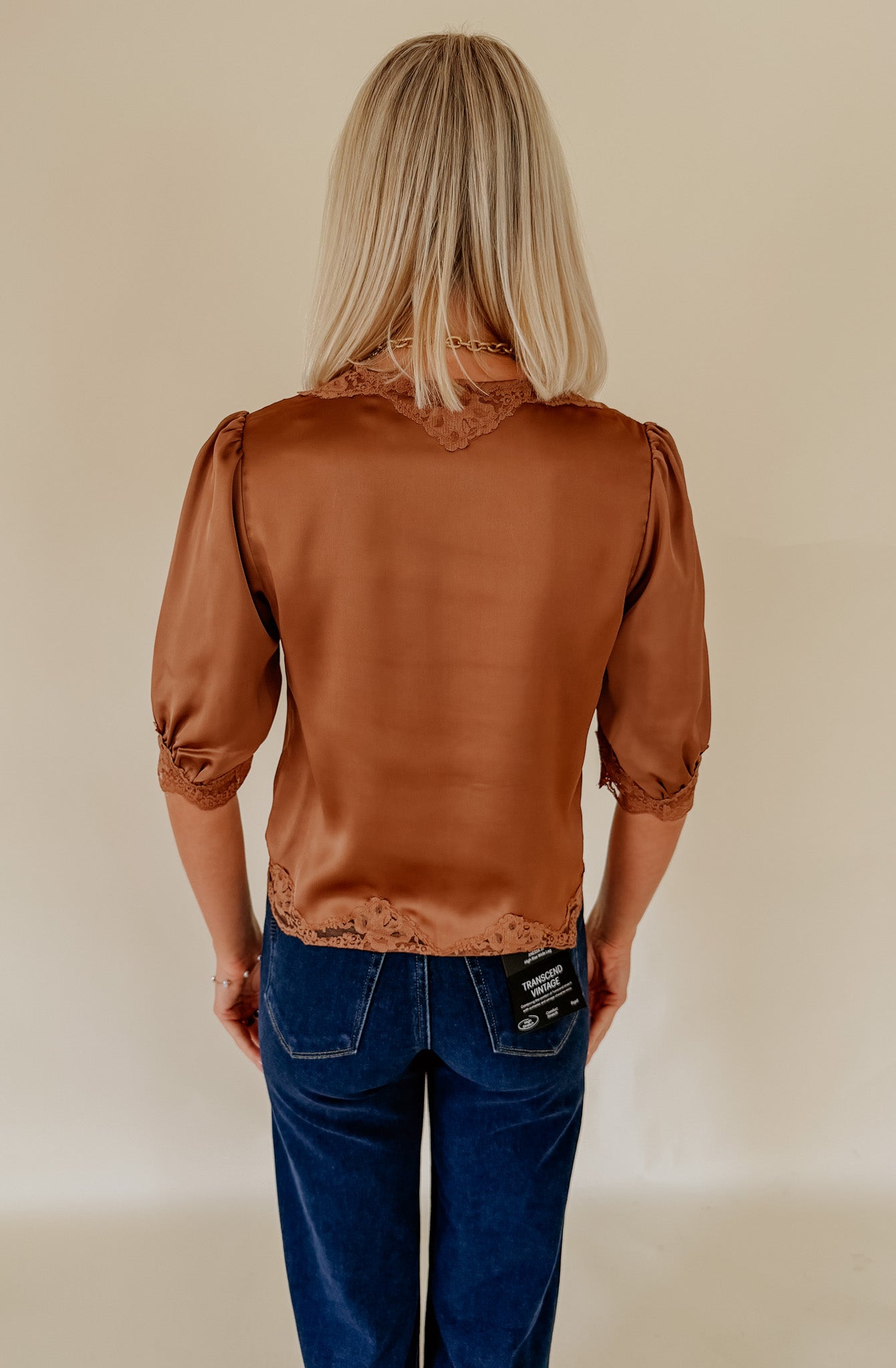 MIDNIGHTS LACE TRIM BLOUSE