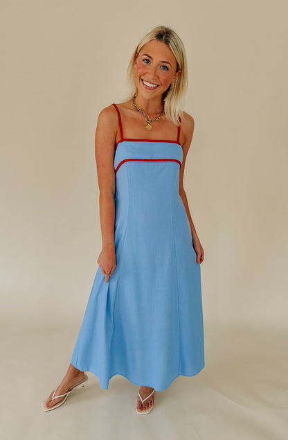 ON THE CONTRAST MIDI DRESS
