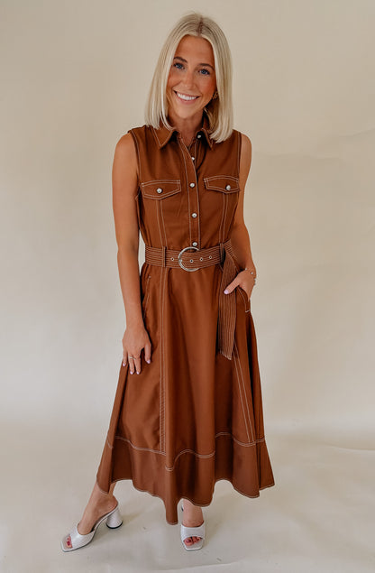 WESTWARD BELTED MIDI DRESS
