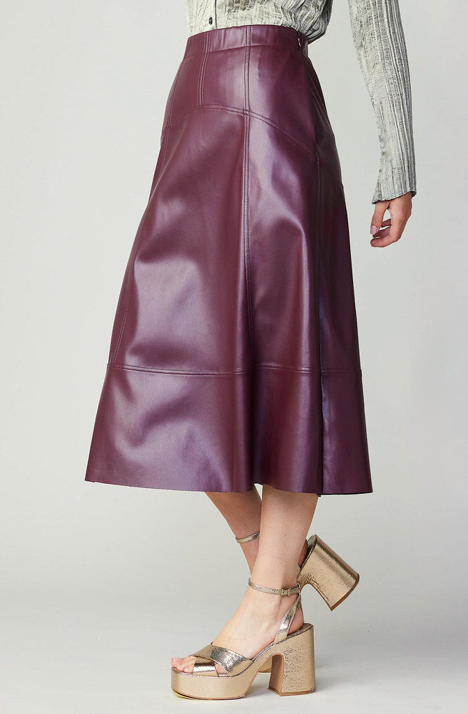 WINE-ING DOWN FAUX LEATHER SKIRT