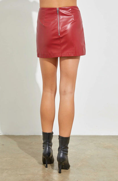 STUDY DATE FAUX LEATHER SKIRT