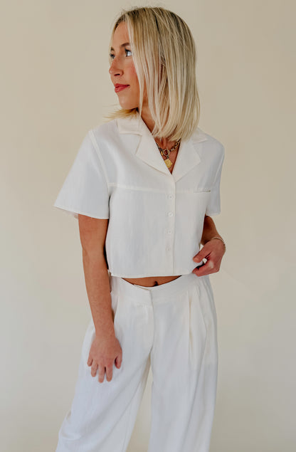 TAKING CARE OF BUSINESS CROPPED BLOUSE