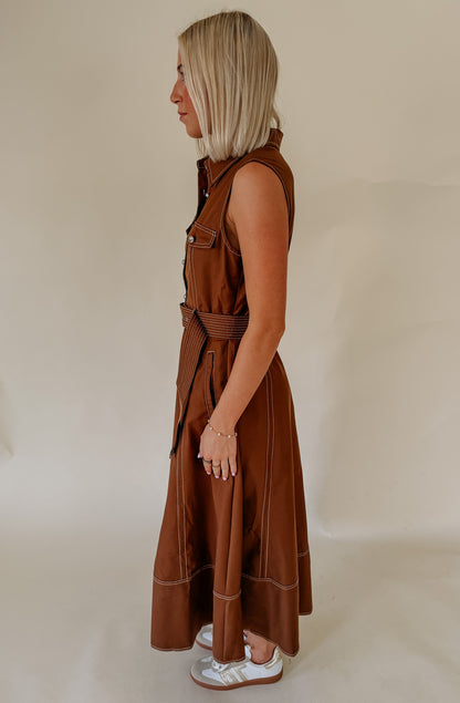 WESTWARD BELTED MIDI DRESS