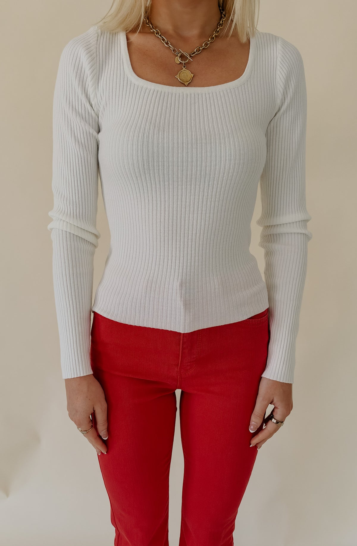 SQUARE UP RIBBED SWEATER TEE
