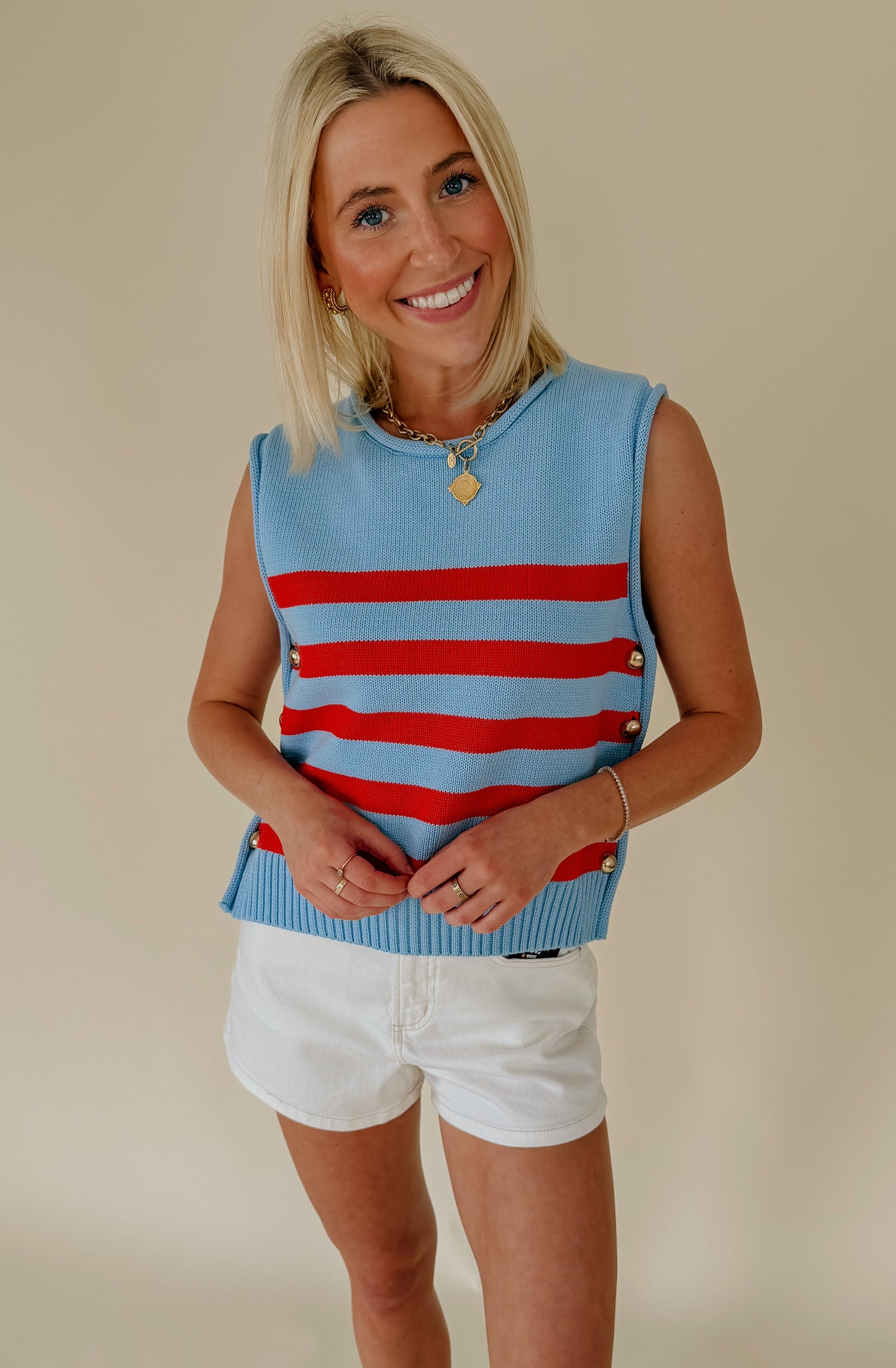 OFF COAST STRIPED SWEATER TANK