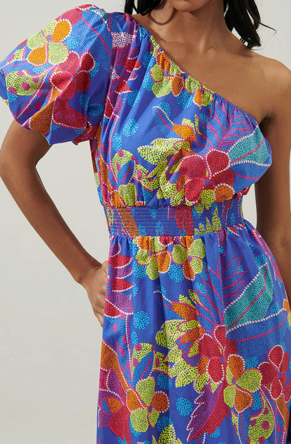 THE BRIDGETTE ONE SHOULDER MIDI DRESS