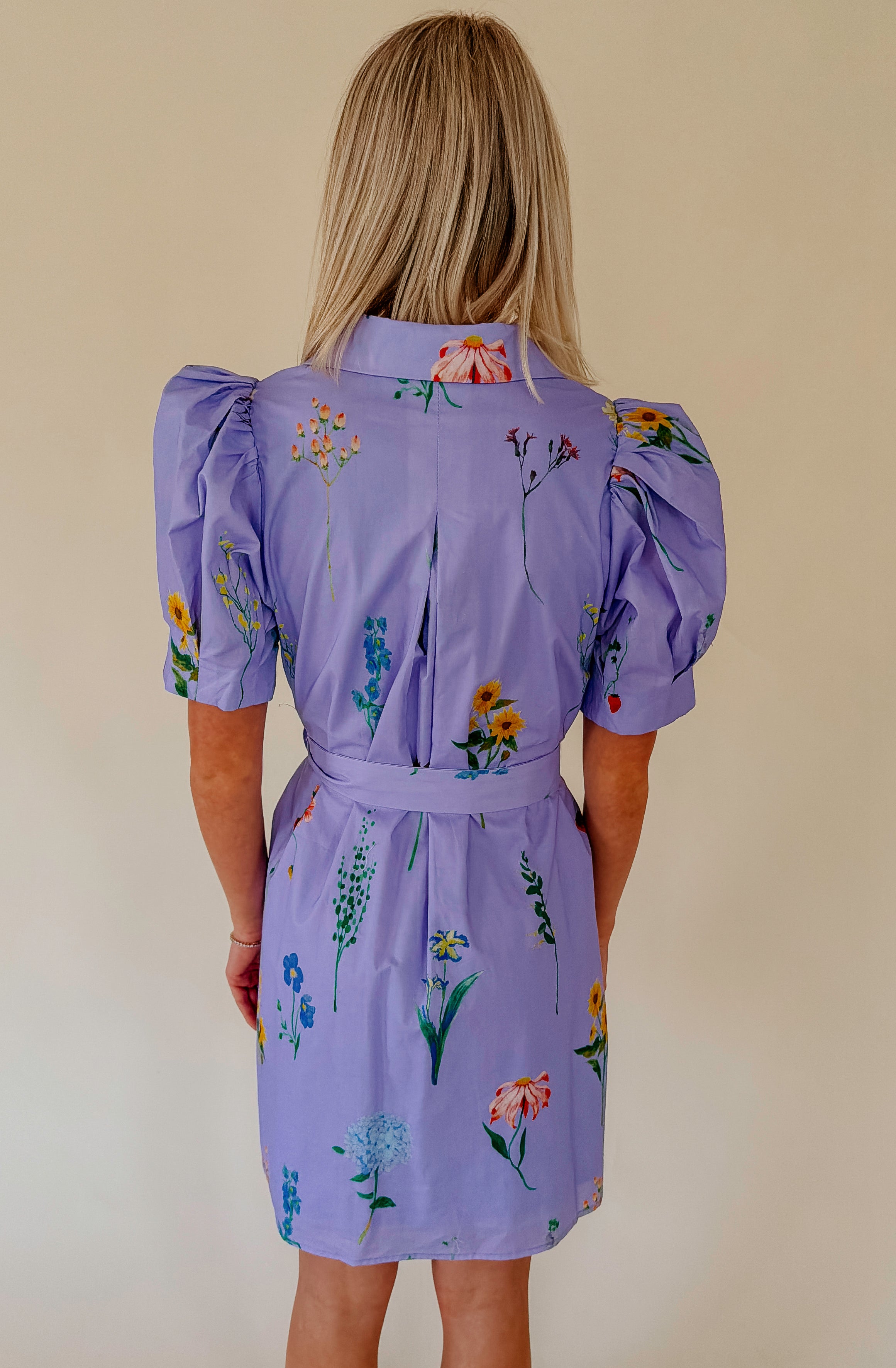 AROUND THE WORLD BUTTONED MINI DRESS