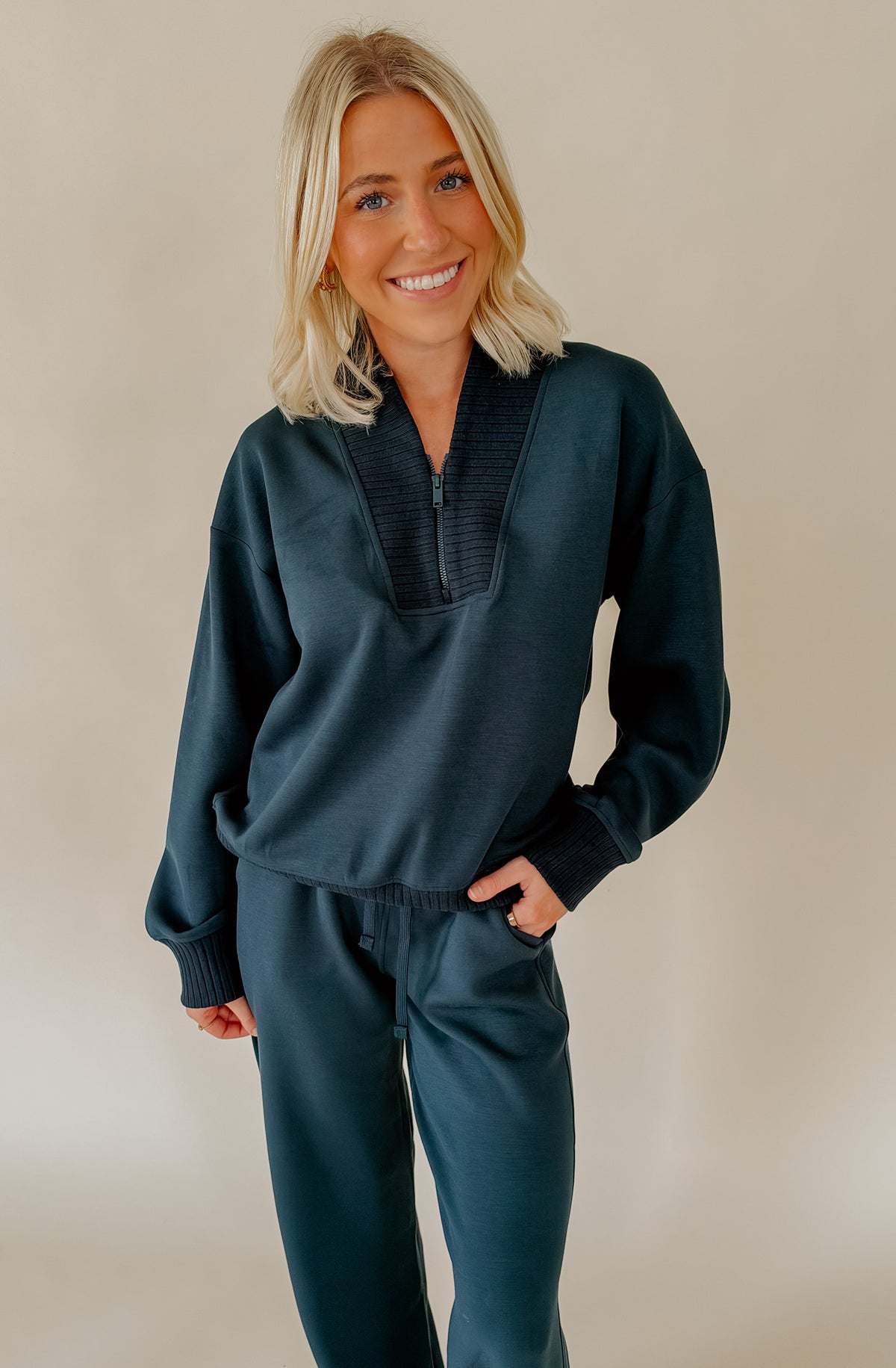 LIGHT AS AIR MODAL RIB QUARTER ZIP JACKET
