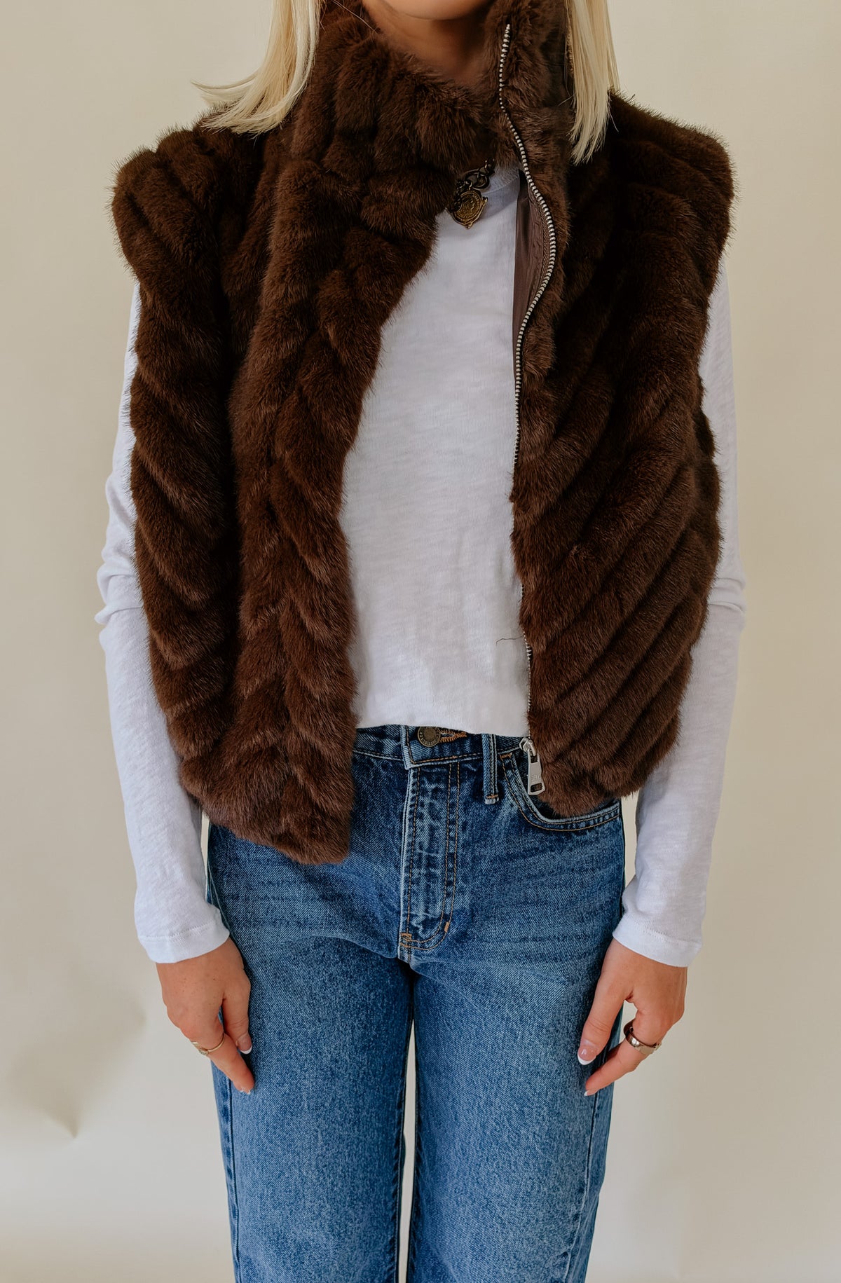 STEVE MADDEN LUXIE FAUX FUR VEST