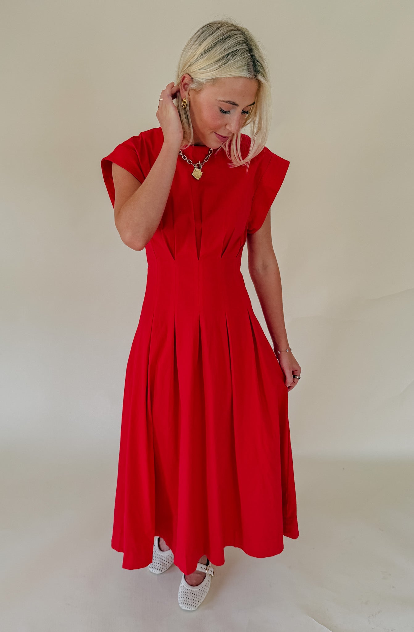 THE ONE OF A KIND POPLIN BLEND MIDI DRESS