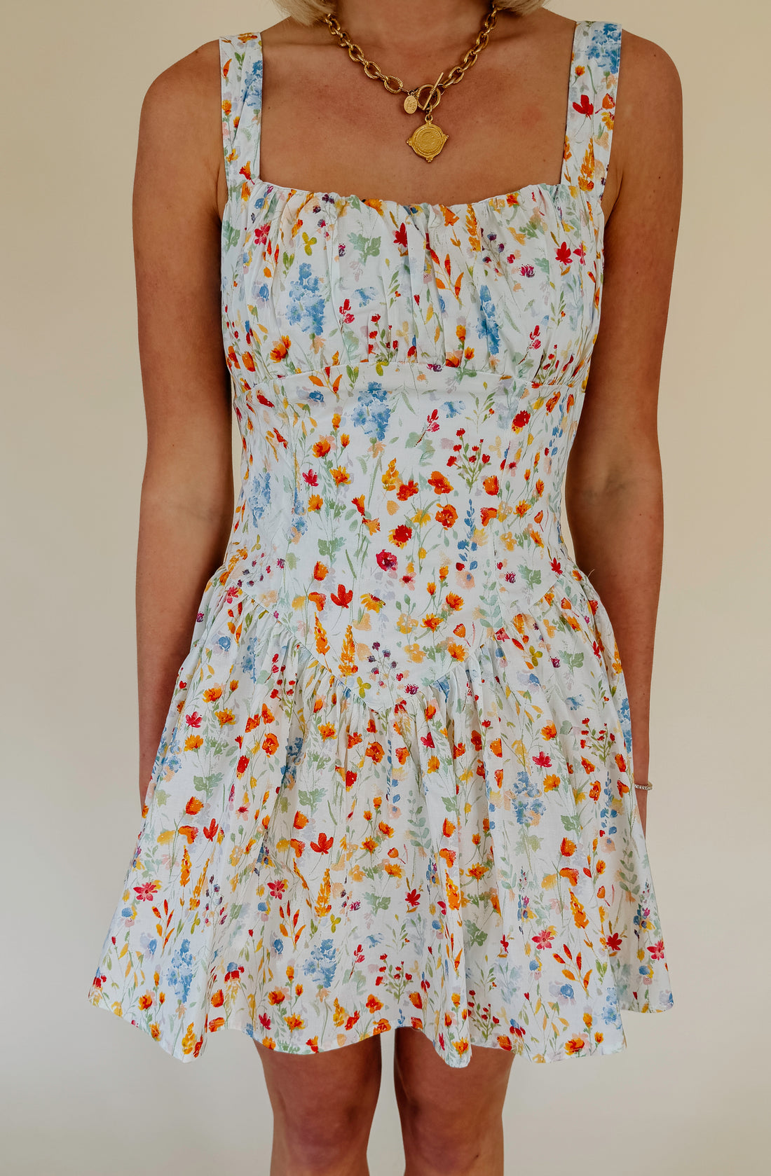 THERE SHE GOES FLORAL MINI DRESS