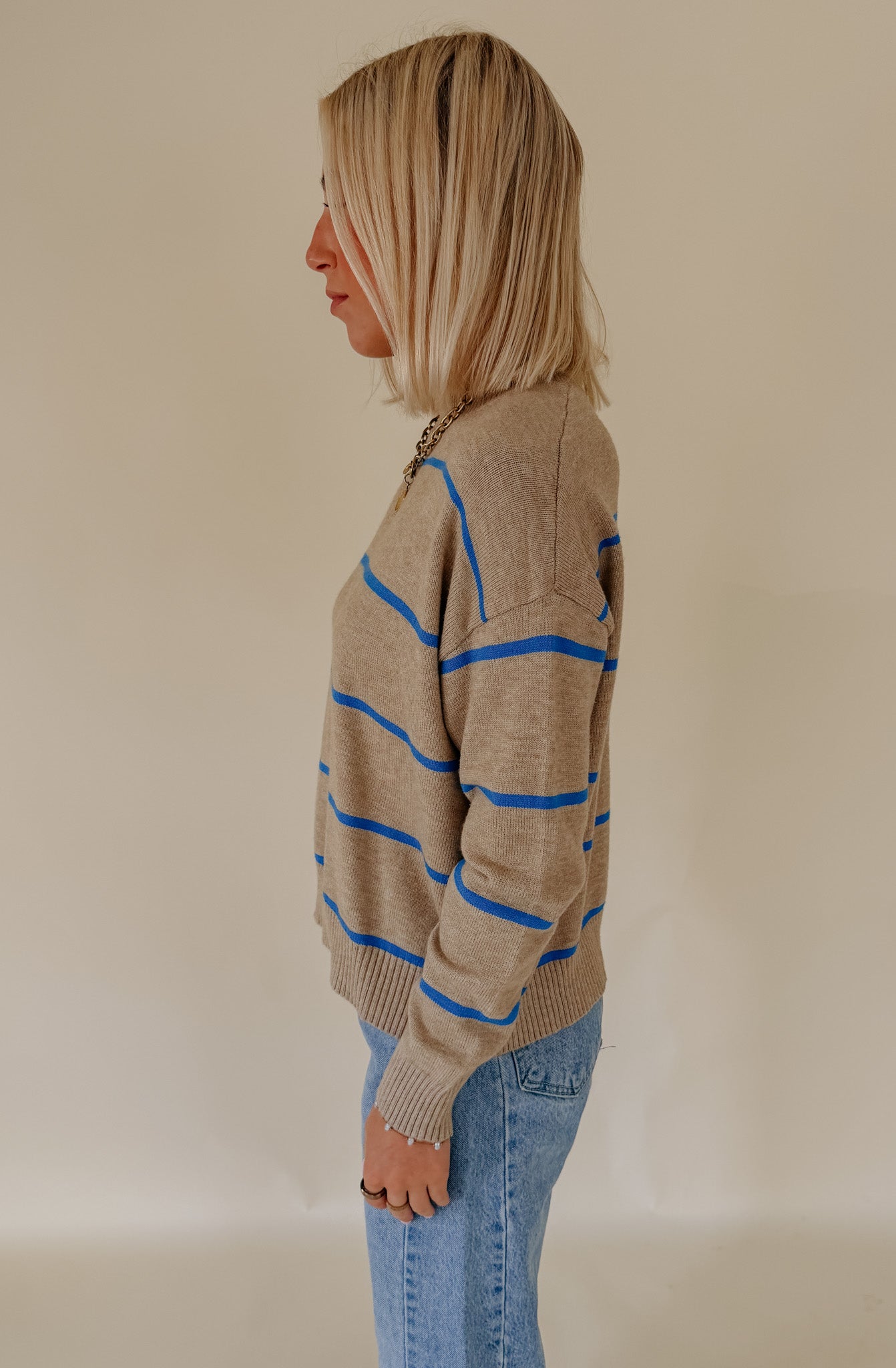 THATS MY CREW STRIPED KNIT SWEATER