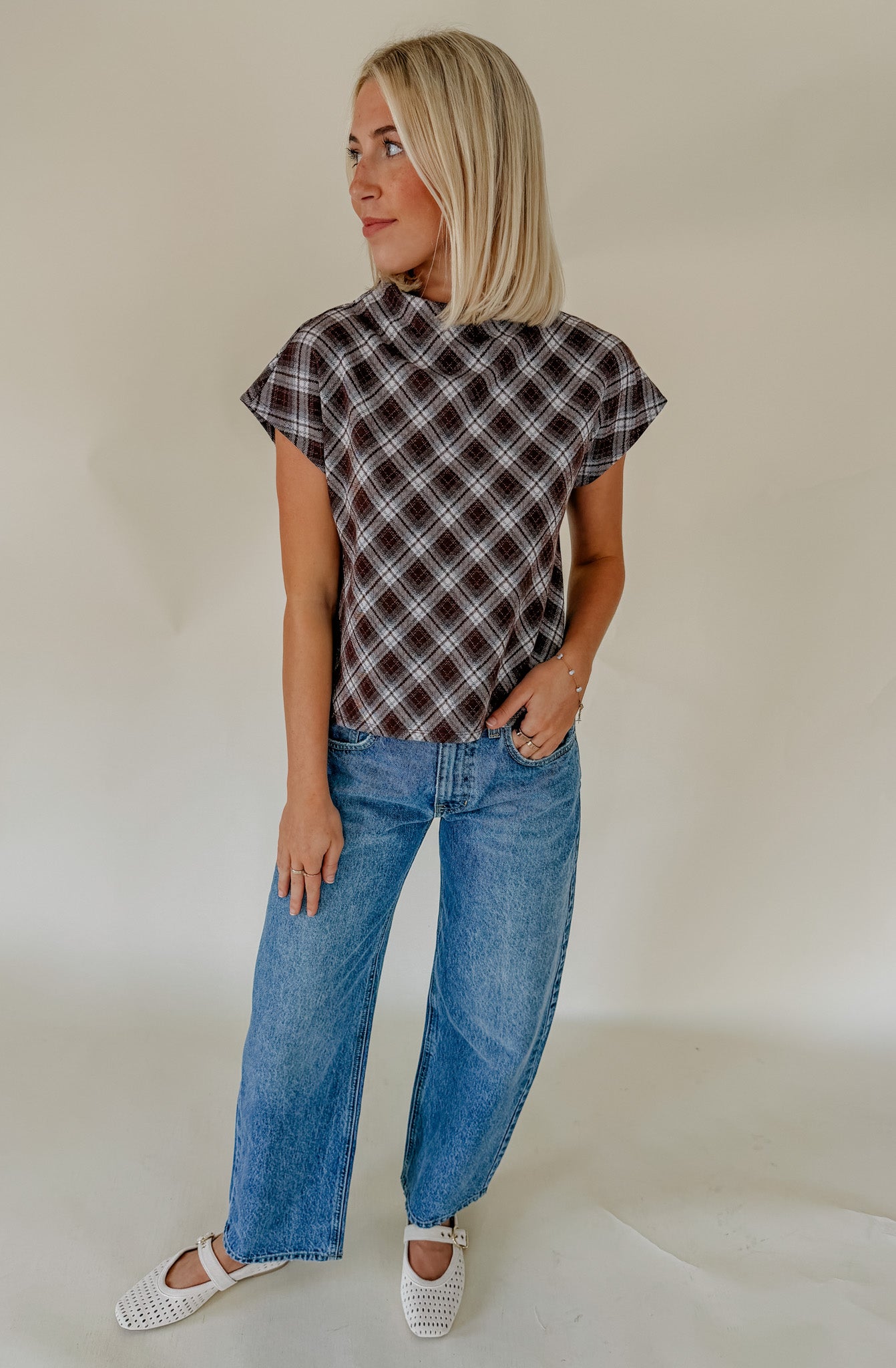 CHECK MATE KNIT BLOUSE