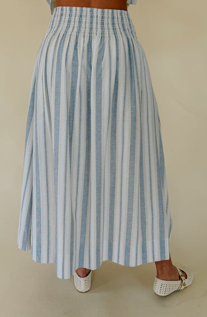 BEACHY KEEN SMOCKED WAIST MIDI SKIRT
