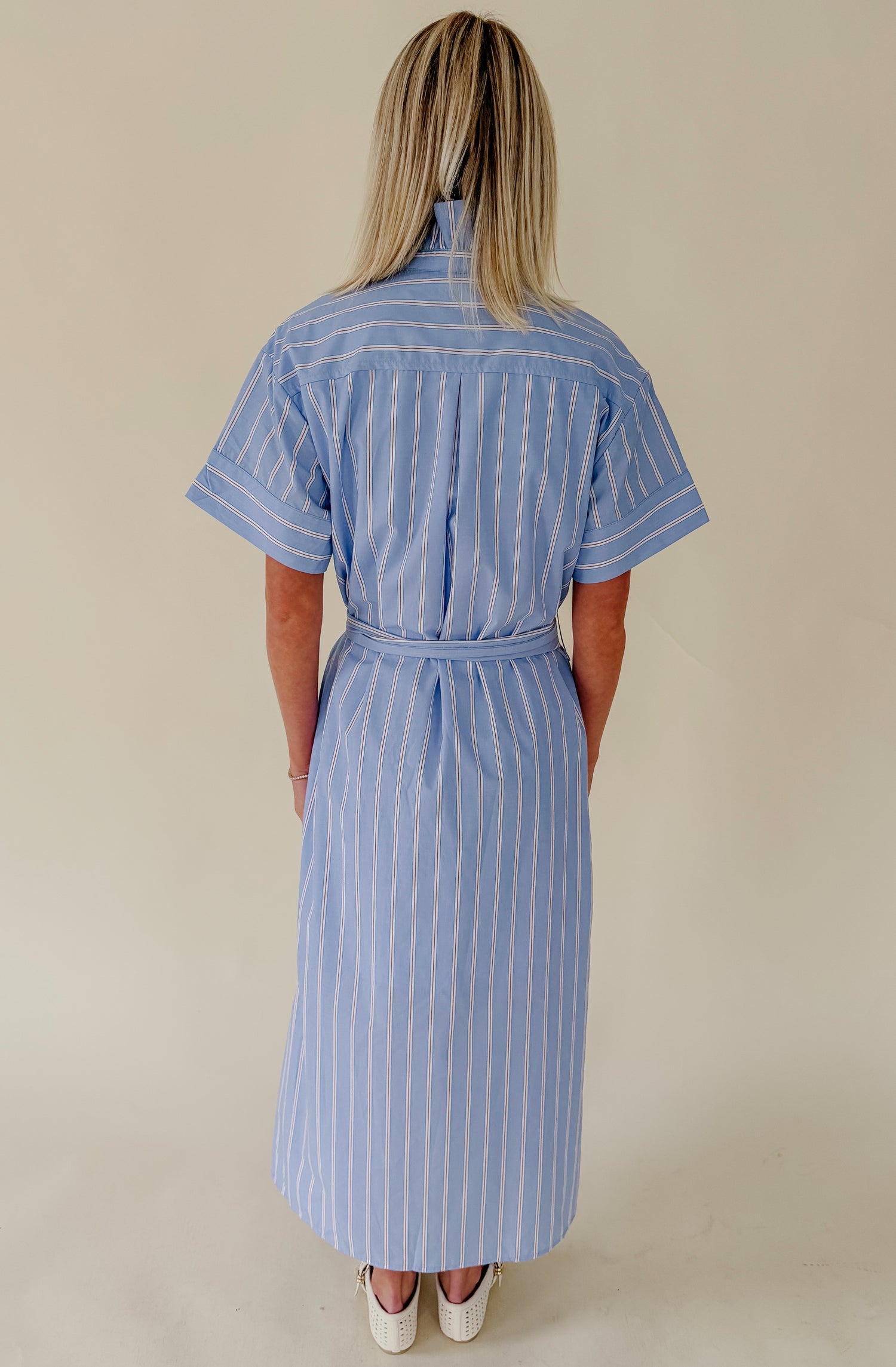 THE PRESLEY BUTTONED POPLIN MIDI DRESS