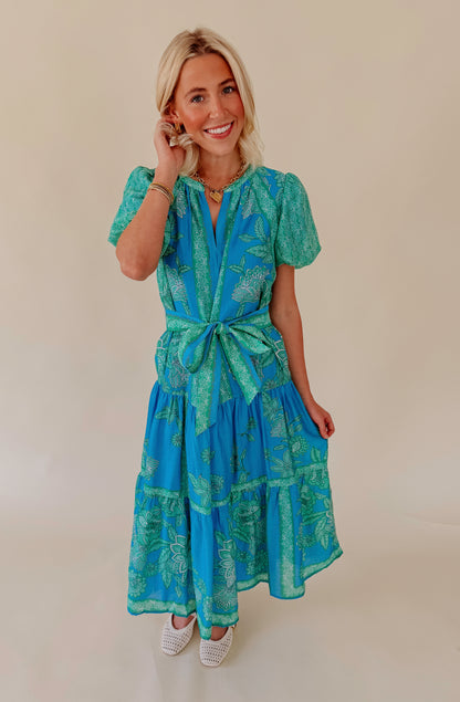 FLORALS FOR SUMMER BELTED MIDI DRESS
