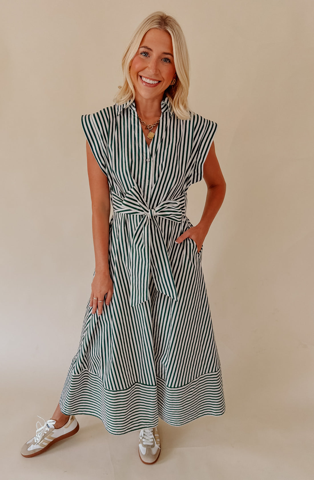 THE JANE STRIPED MIDI DRESS