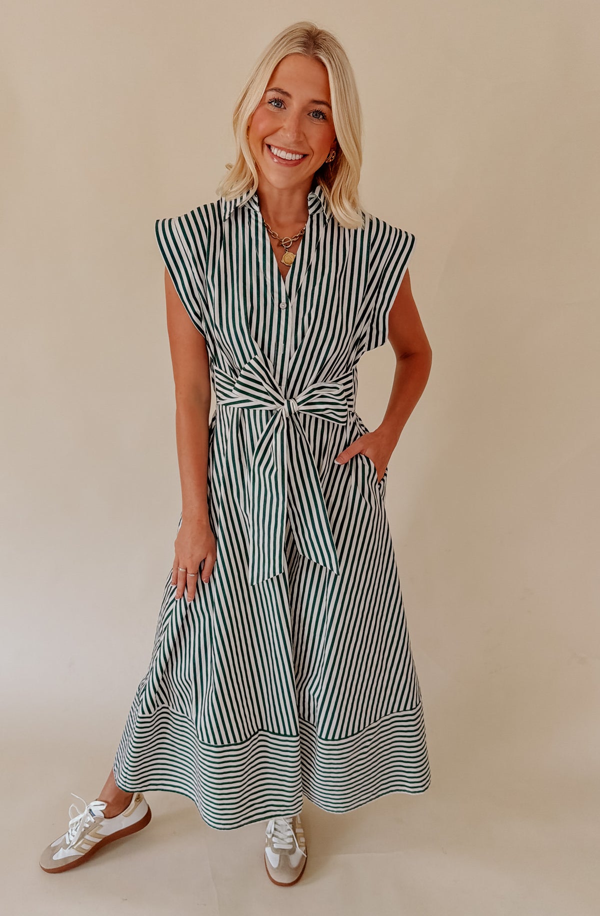 THE JANE STRIPED MIDI DRESS