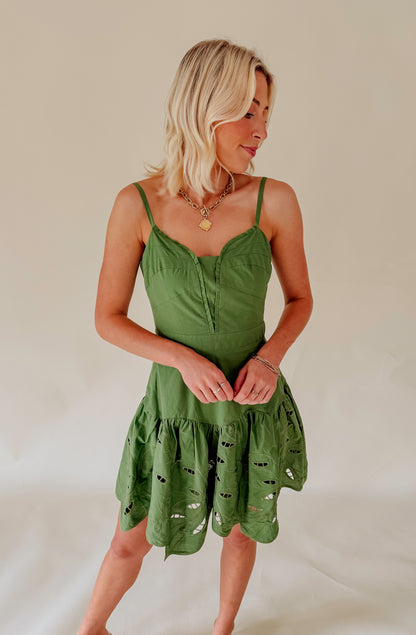 CIEBON CHARLOTTE EMBROIDERED CUT OUT MINI DRESS