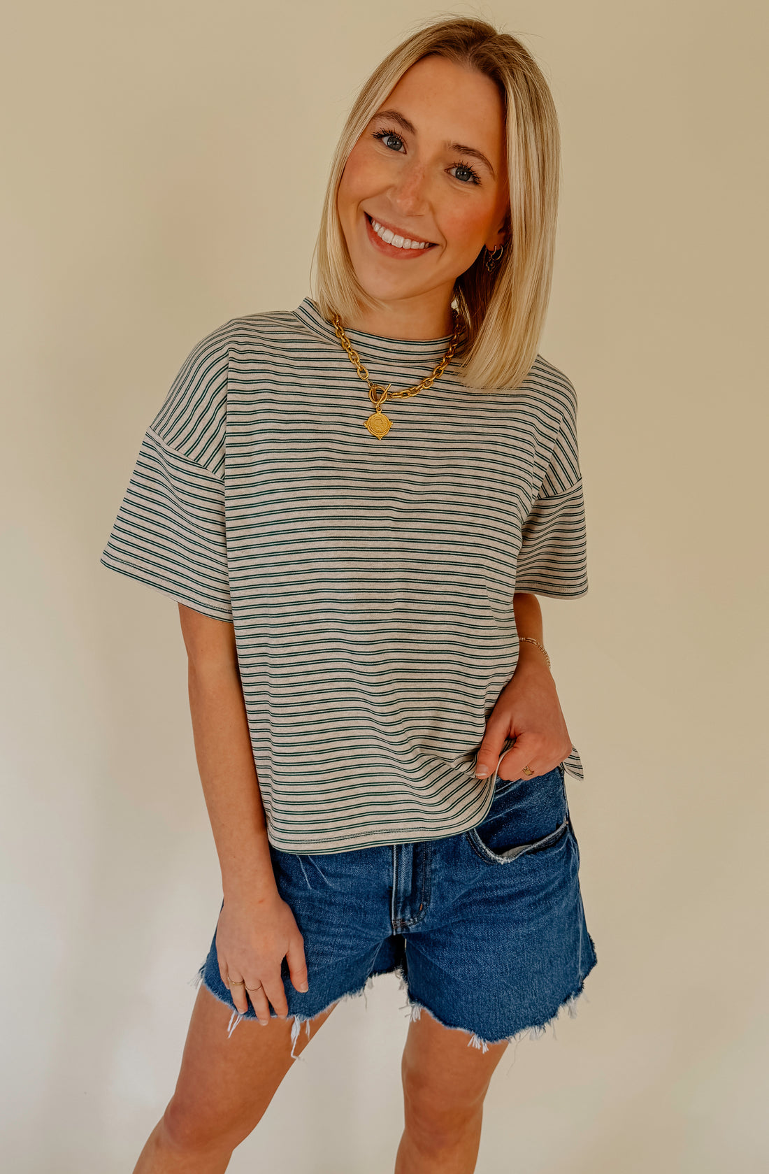 A NECESSITY RELAXED STRIPED TEE