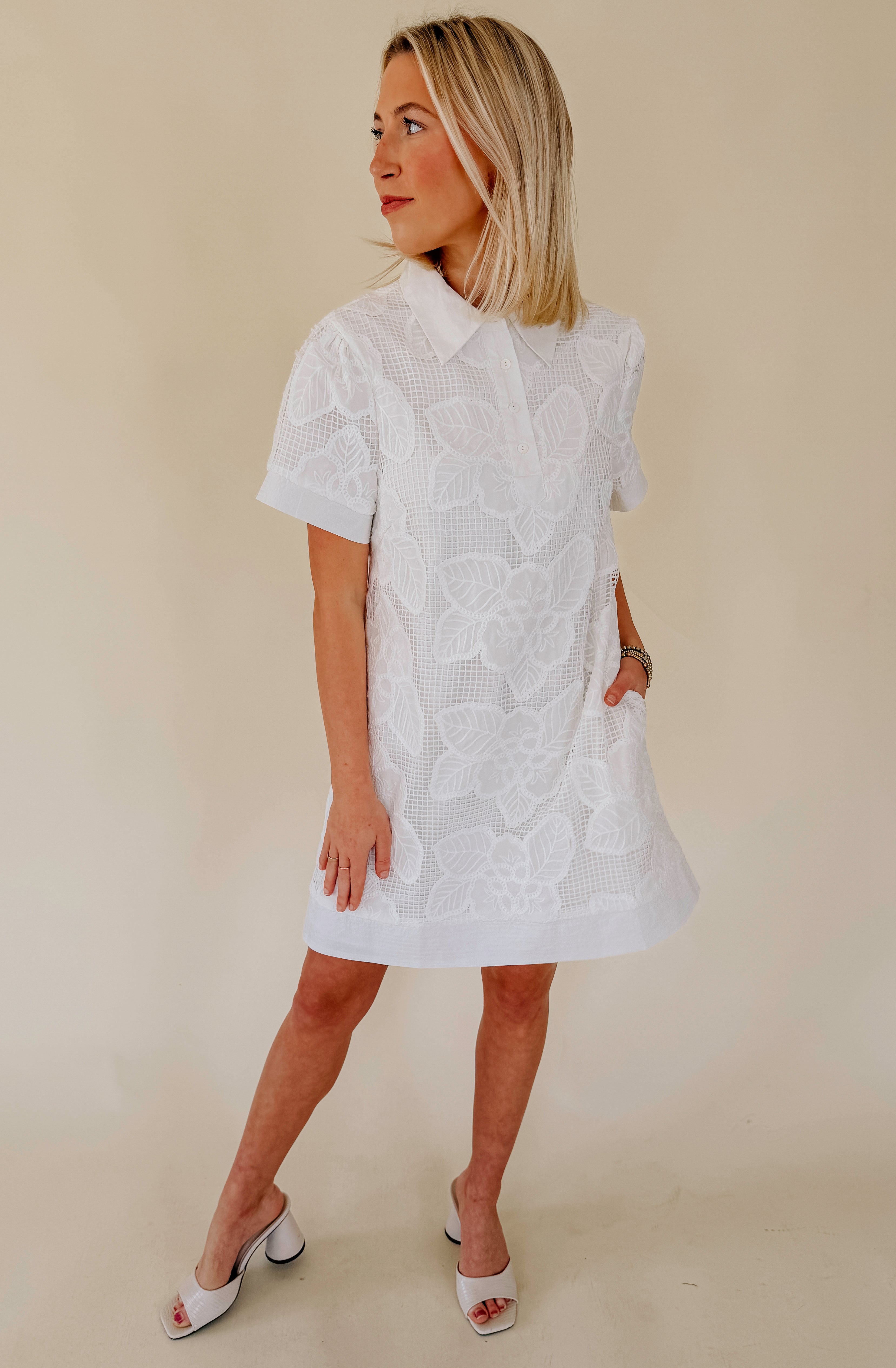 CALLS ME BACK SHIFT MINI DRESS