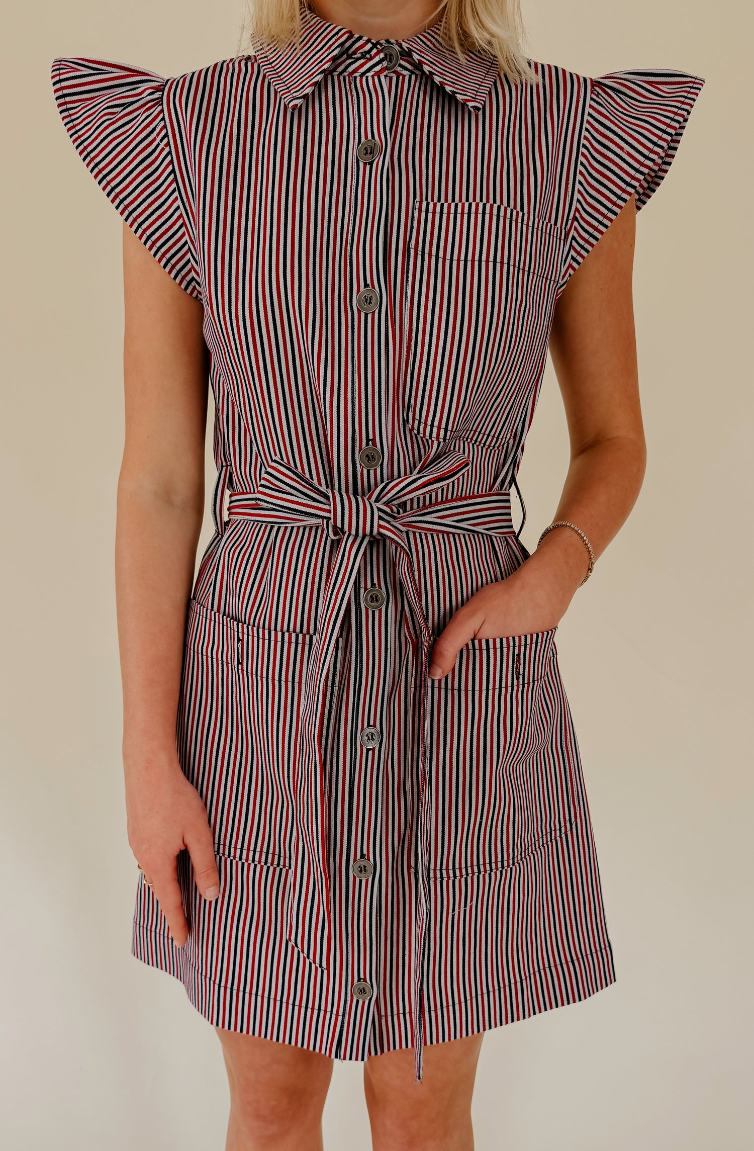 LINED UP STRUCTURED MINI DRESS