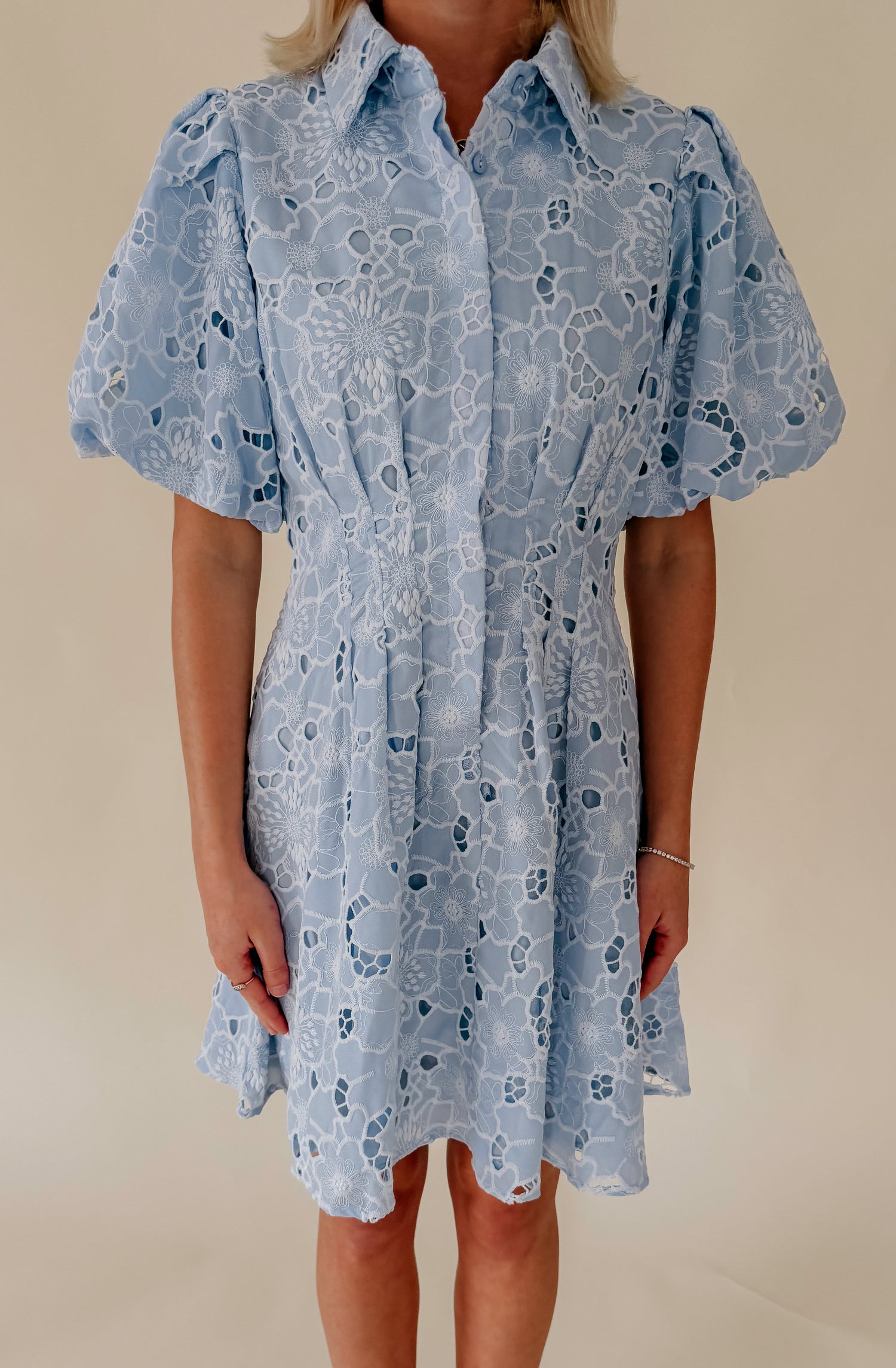THE BEATRICE LACE DETAILED MINI DRESS