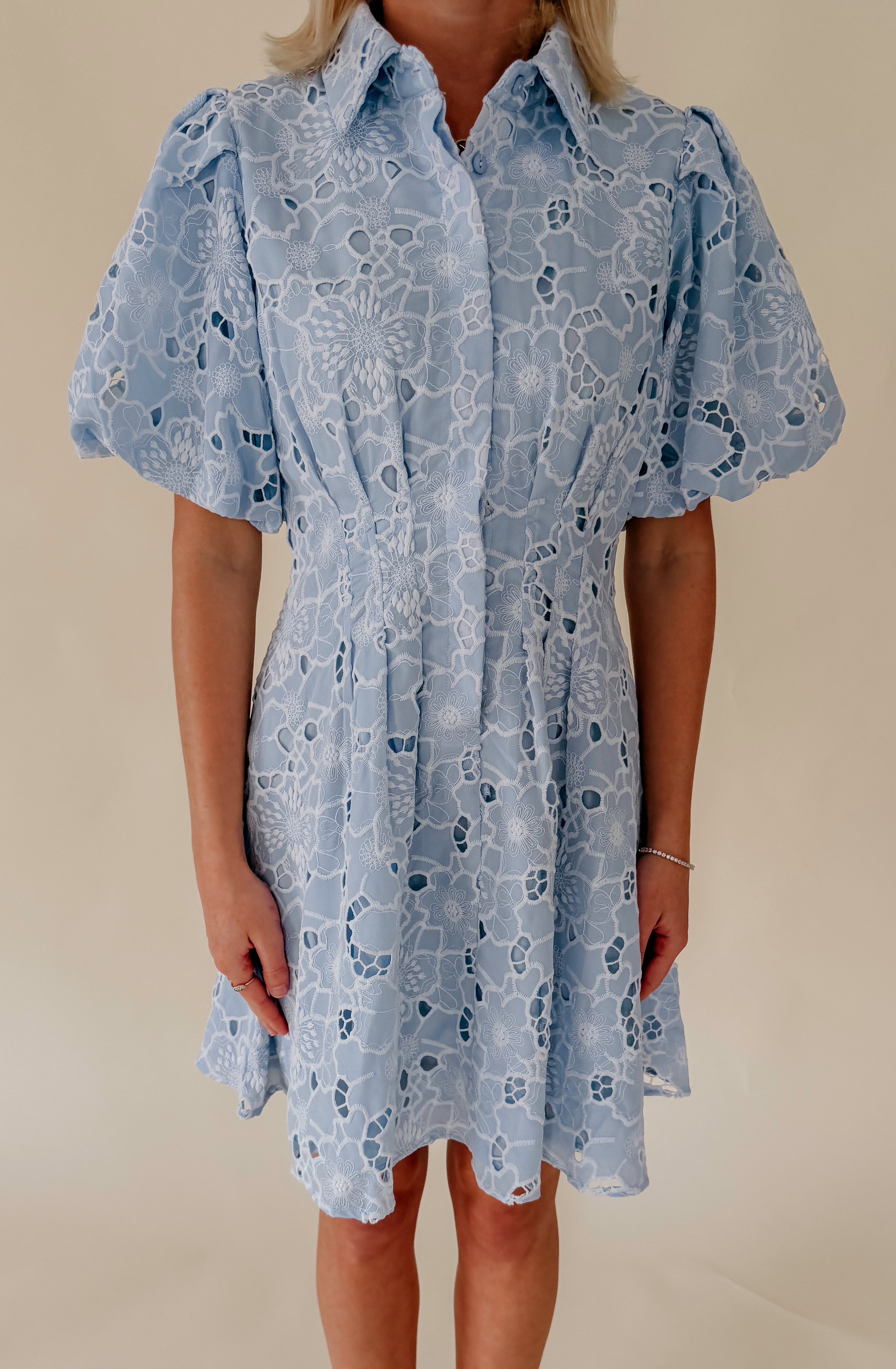 THE BEATRICE LACE DETAILED MINI DRESS