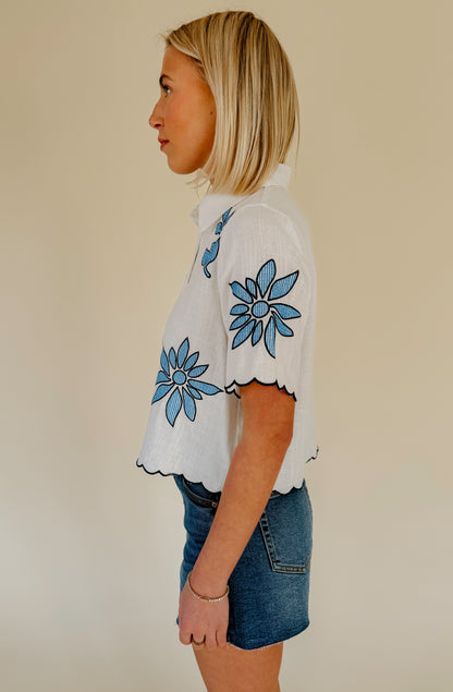BEST DAY EMBROIDERED TOP