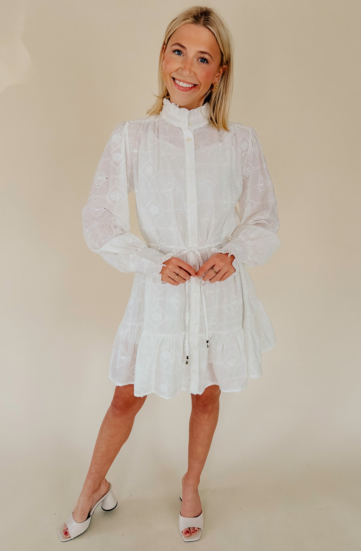 CEREMONY TIME BUTTONED MINI DRESS