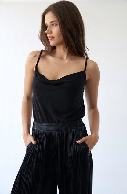 THE STELLA SHIMMER COWL NECK CAMI