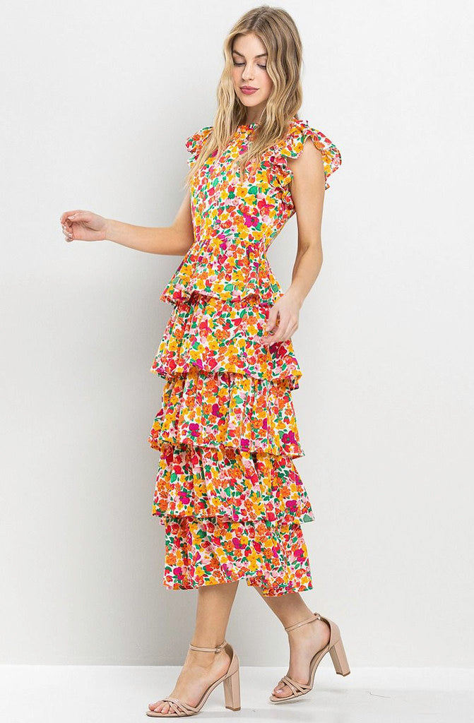 ON SUMMER TIME FLORAL MIDI DRESS
