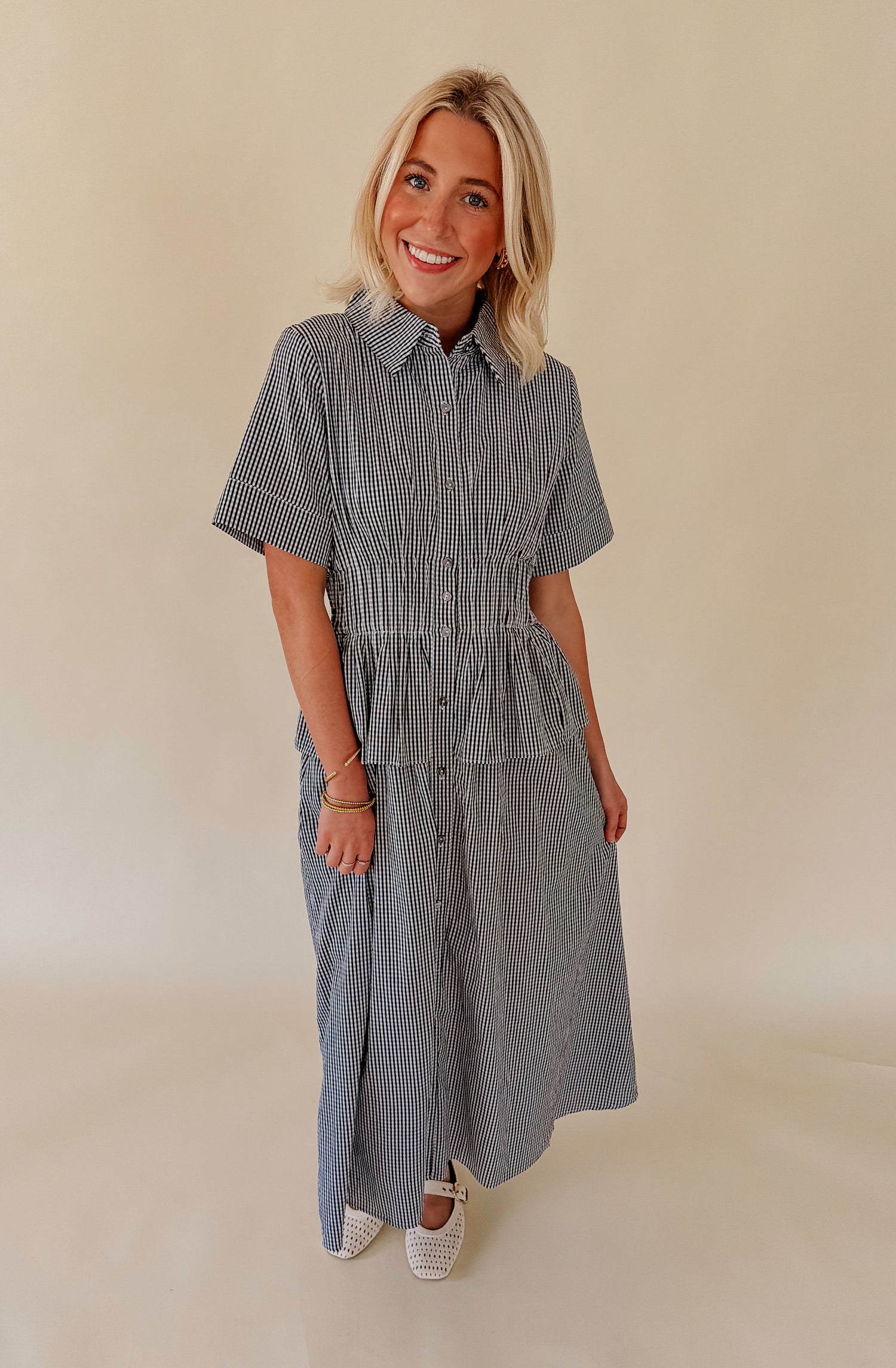 THE KARLIE GINGHAM MIDI DRESS