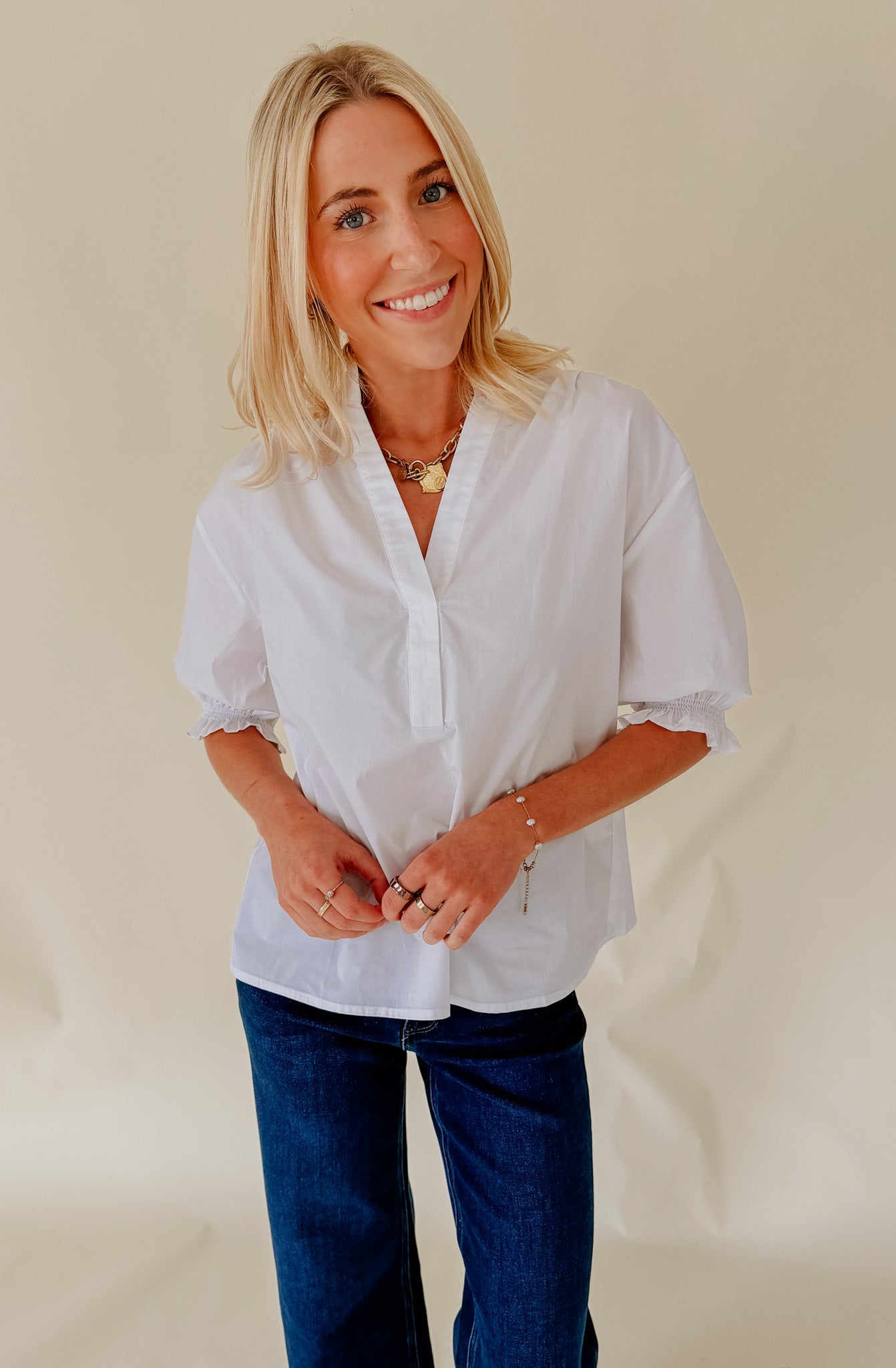 THE FRANCES POPLIN BLEND BLOUSE