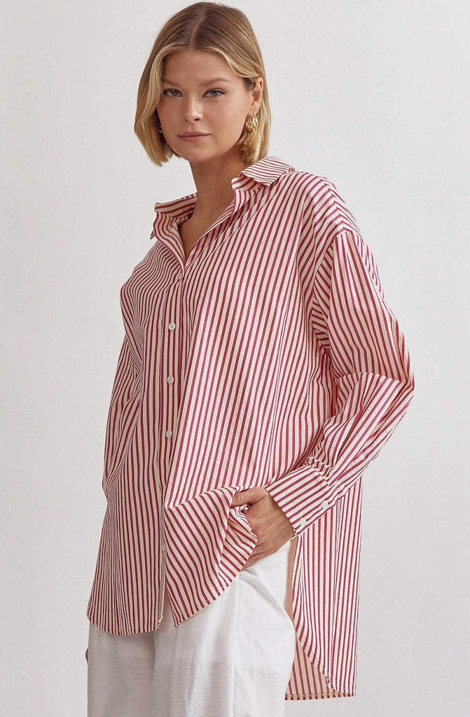CLOSET APPROVED STRIPED BUTTON UP
