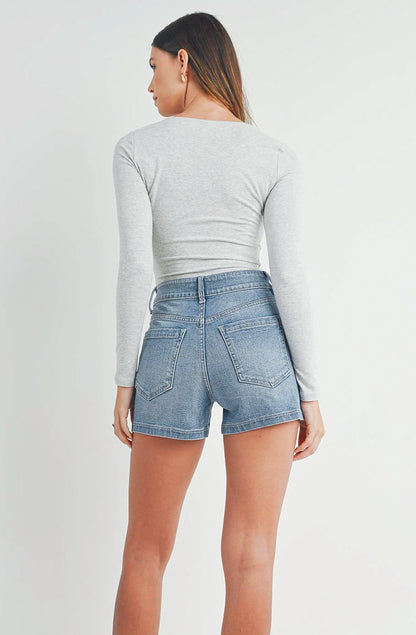 JUST BLACK HIGH RISE UTILITY CARGO SHORT